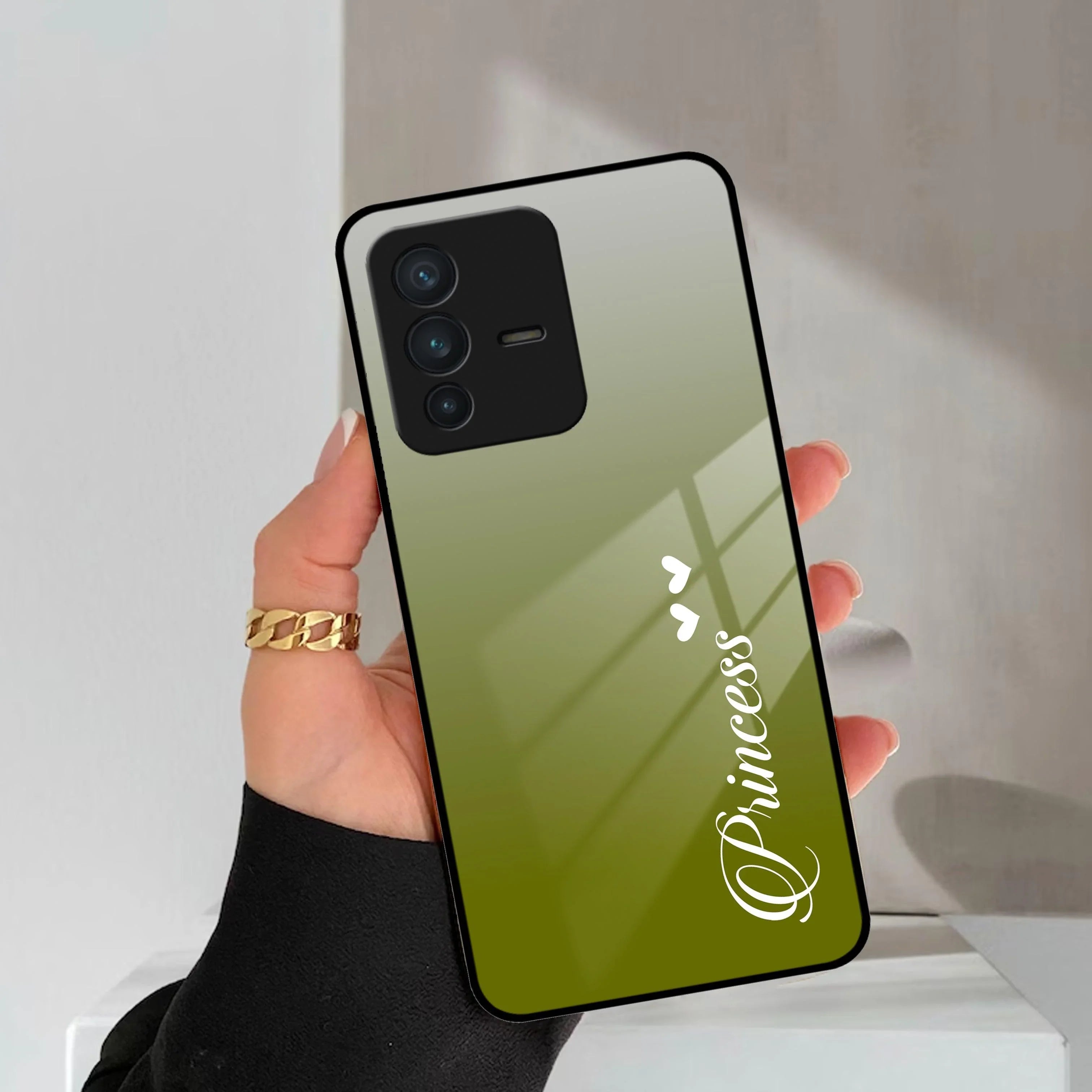 Customize Name Gradient Glass Case Cover Mint Green For Vivo - ShopOnCliQ