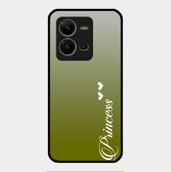 Customize Name Gradient Glass Case Cover Mint Green For Vivo V25 5G