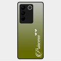 Customize Name Gradient Glass Case Cover Mint Green For Vivo V27 5G