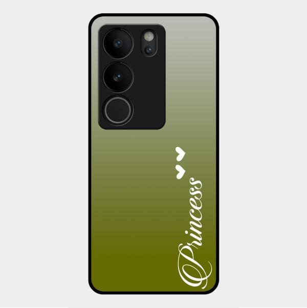 Customize Name Gradient Glass Case Cover Mint Green For Vivo V29 5G