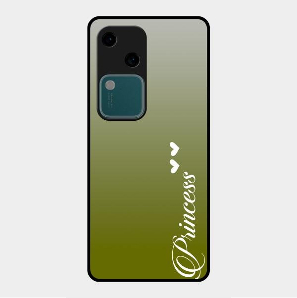 Customize Name Gradient Glass Case Cover Mint Green For Vivo V30 5G