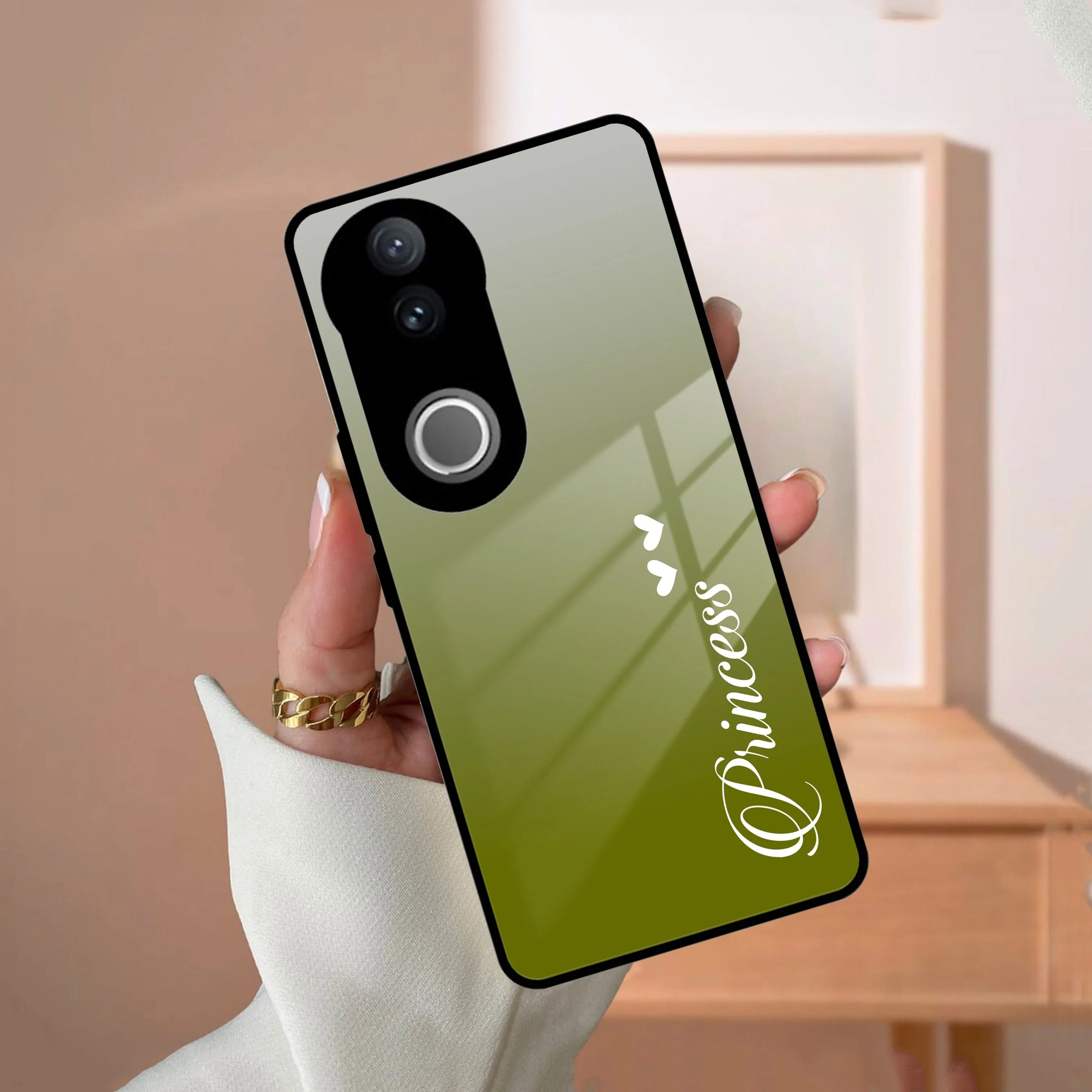 Customize Name Gradient Glass Case Cover Mint Green For Vivo - ShopOnCliQ