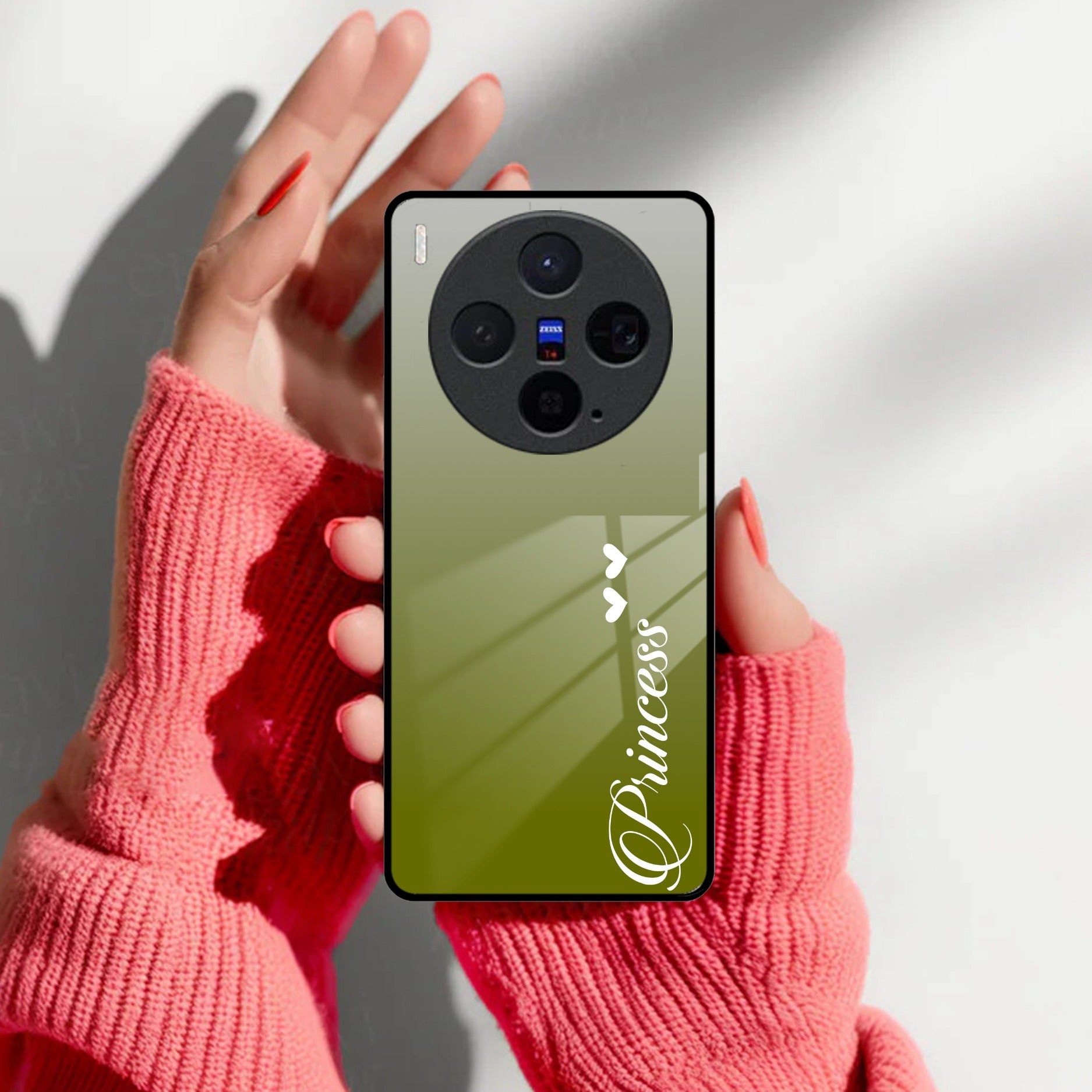 Customize Name Gradient Glass Case Cover Mint Green For Vivo