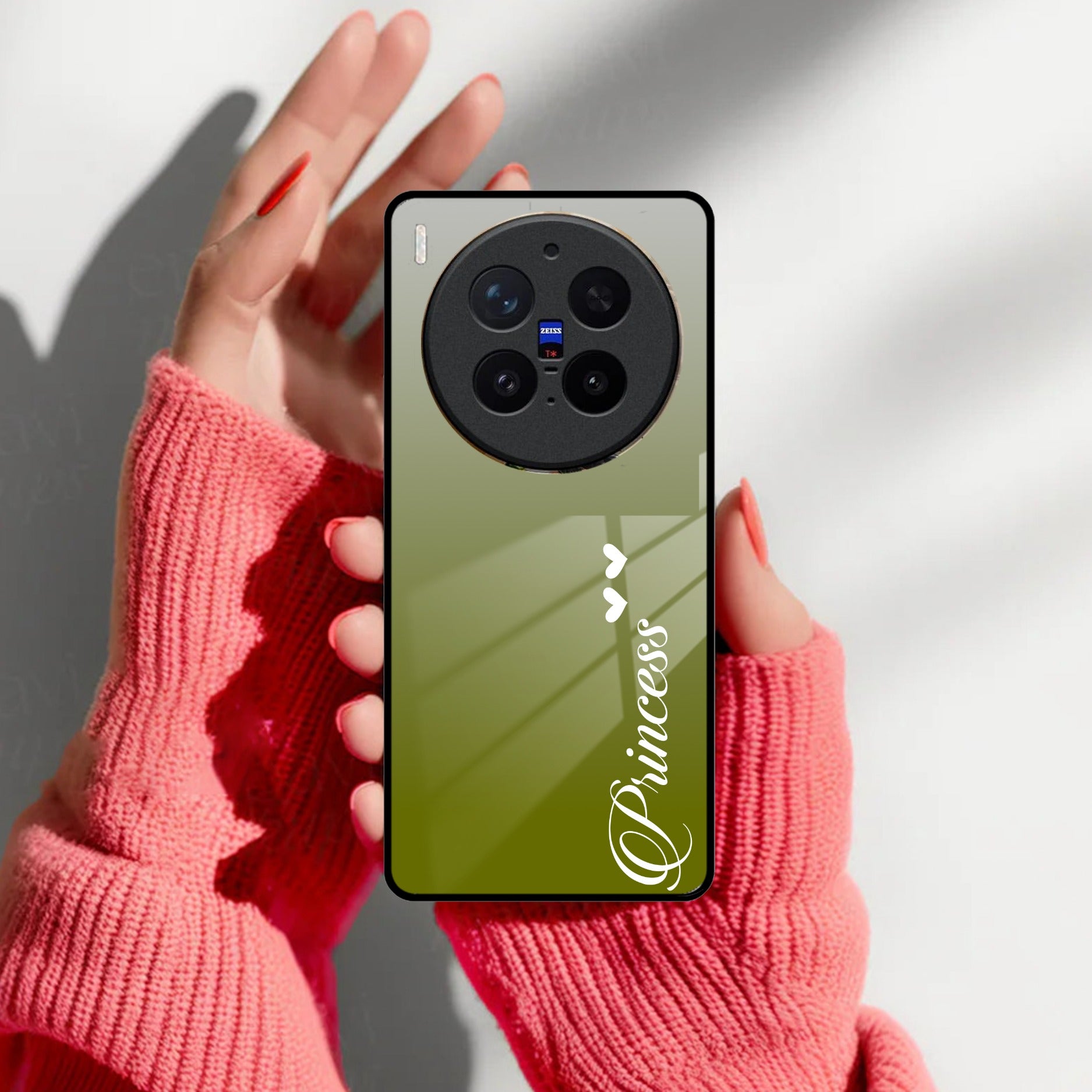 Customize Name Gradient Glass Case Cover Mint Green For Vivo