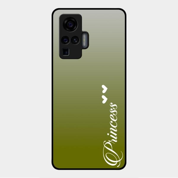 Customize Name Gradient Glass Case Cover Mint Green For Vivo X50 Pro 5G