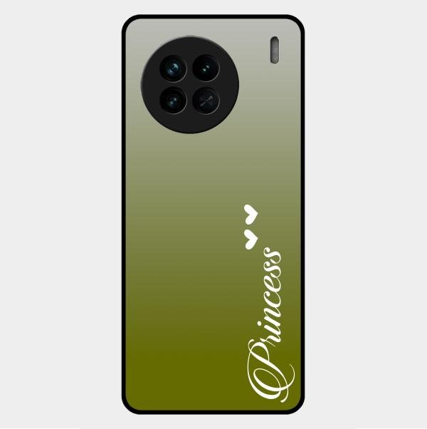 Customize Name Gradient Glass Case Cover Mint Green For Vivo X90 5G