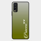 Customize Name Gradient Glass Case Cover Mint Green For Vivo Y12G