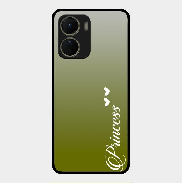 Customize Name Gradient Glass Case Cover Mint Green For Vivo Y16