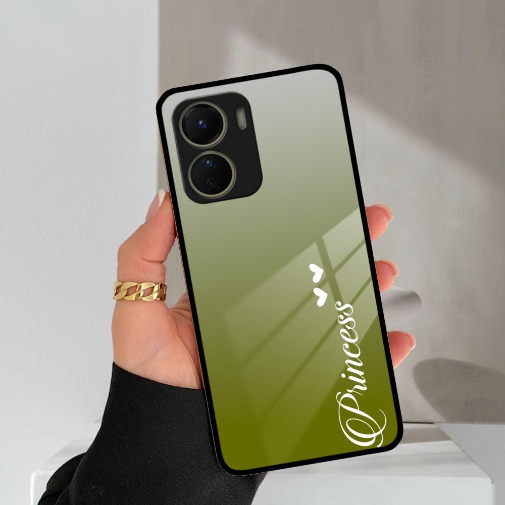 Customize Name Gradient Glass Case Cover Mint Green For Vivo