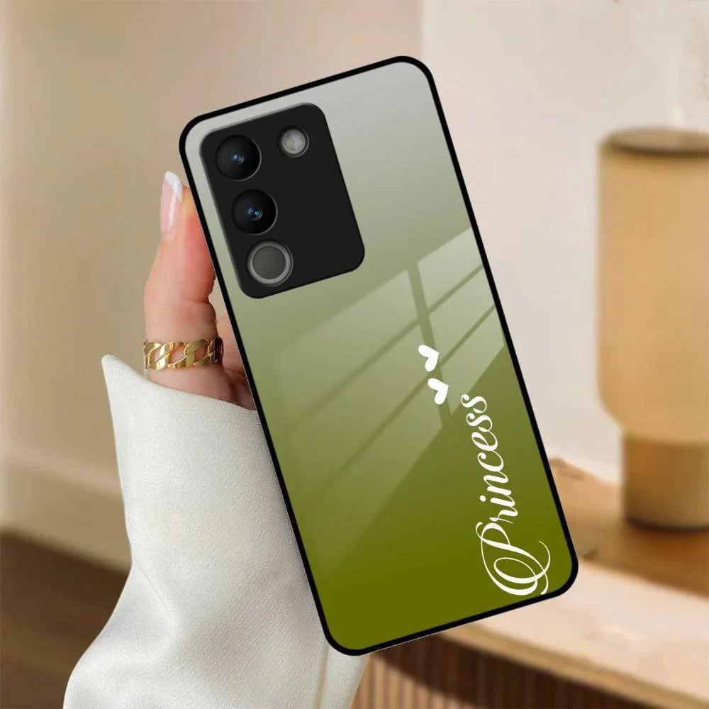 Customize Name Gradient Glass Case Cover Mint Green For Vivo - ShopOnCliQ