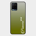 Customize Name Gradient Glass Case Cover Mint Green For Vivo Y21T