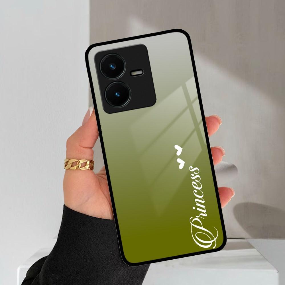 Customize Name Gradient Glass Case Cover Mint Green For Vivo