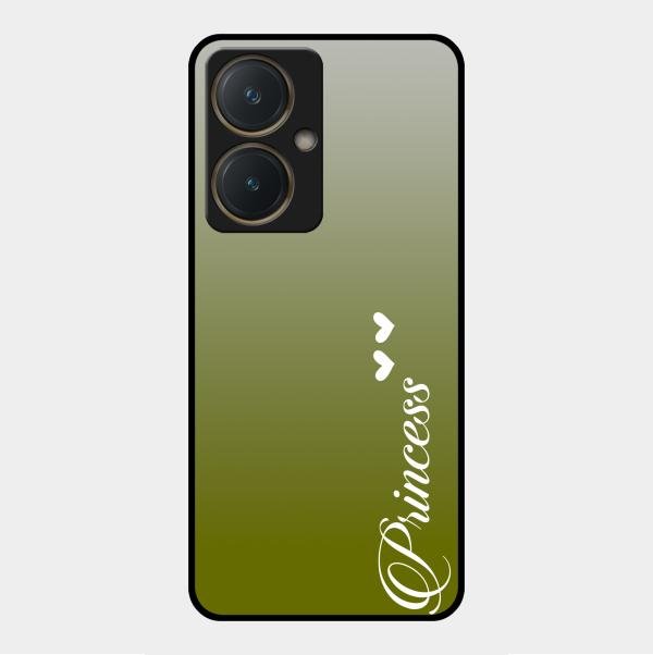 Customize Name Gradient Glass Case Cover Mint Green For Vivo Y27