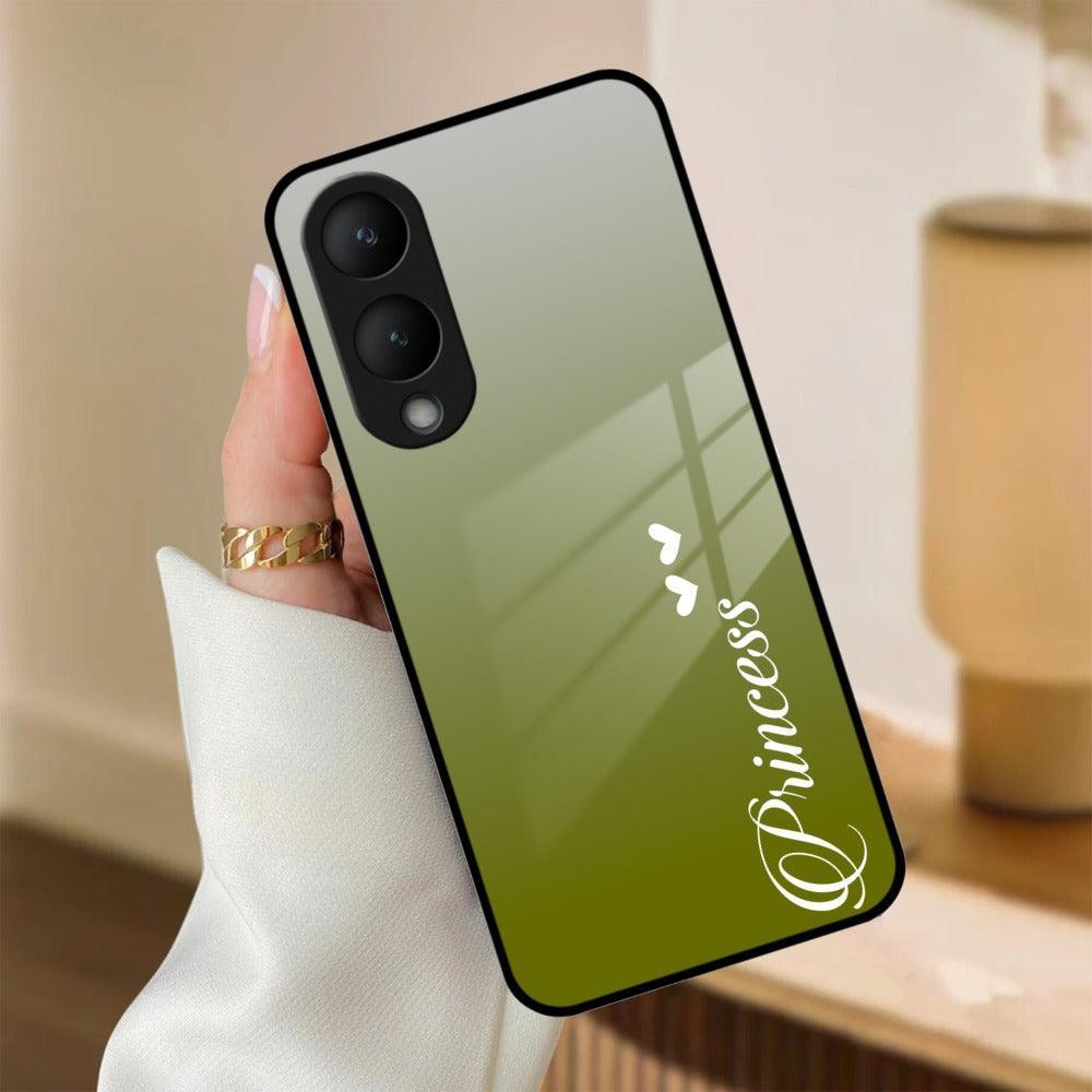 Customize Name Gradient Glass Case Cover Mint Green For Vivo