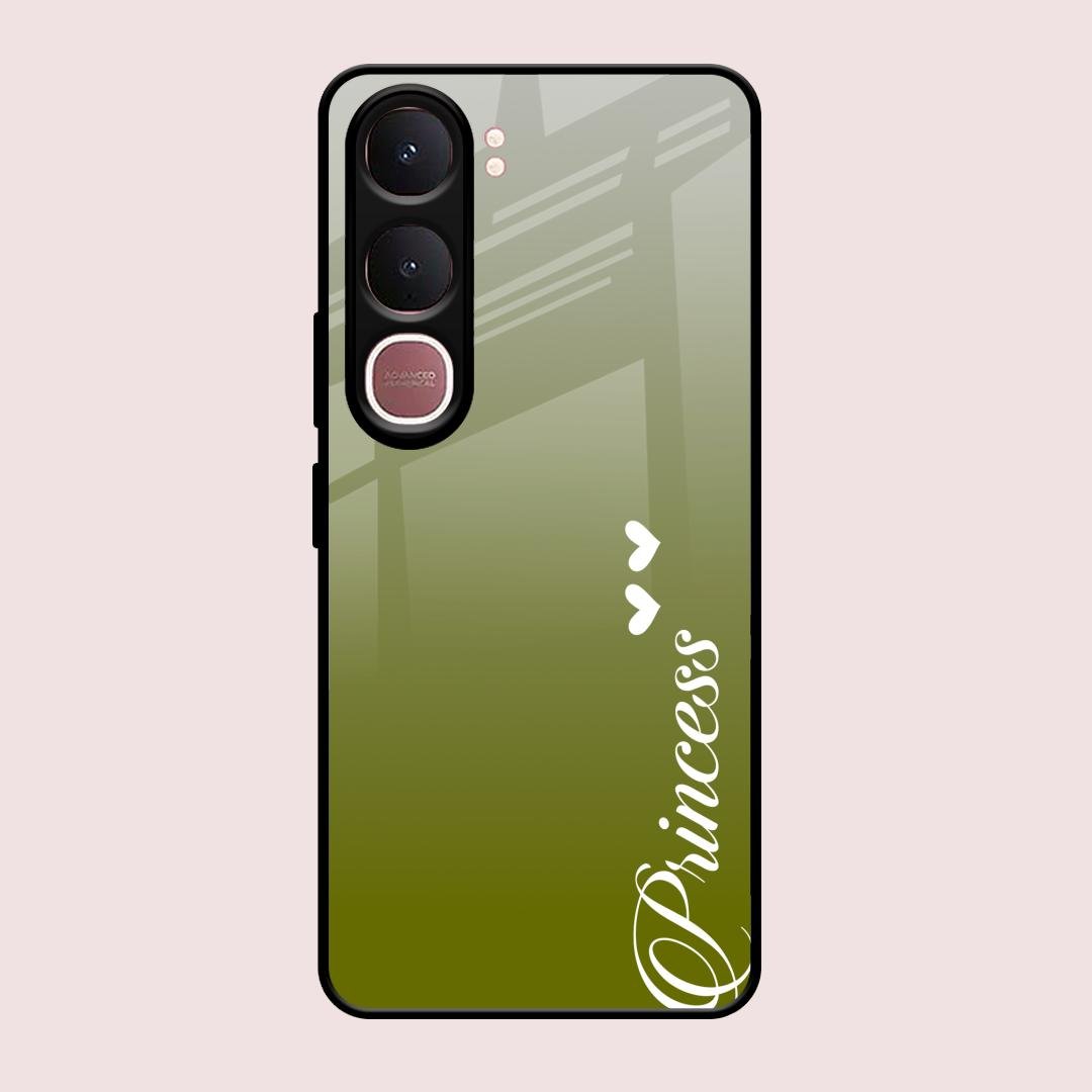 Customize Name Gradient Glass Case Cover Mint Green For Vivo Y31 5G