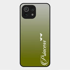 Customize Name Gradient Glass Case Cover Mint Green For Xiaomi Mi 11 Lite