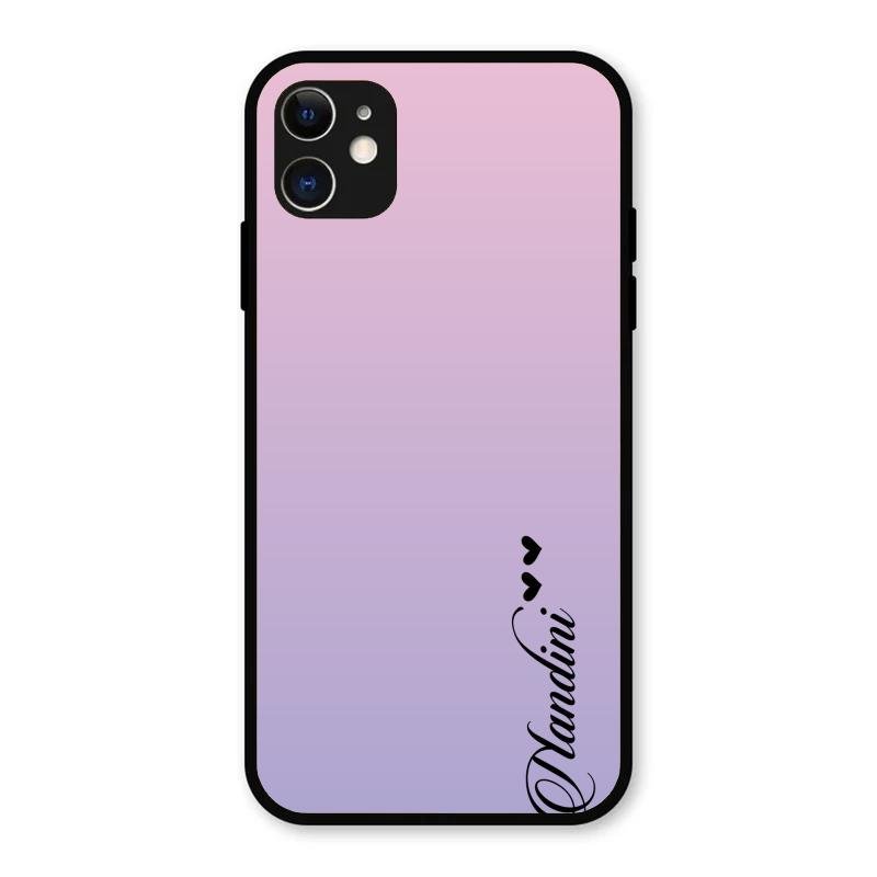 Customize Name Gradient Glass Case Cover Pink For iPhone 11