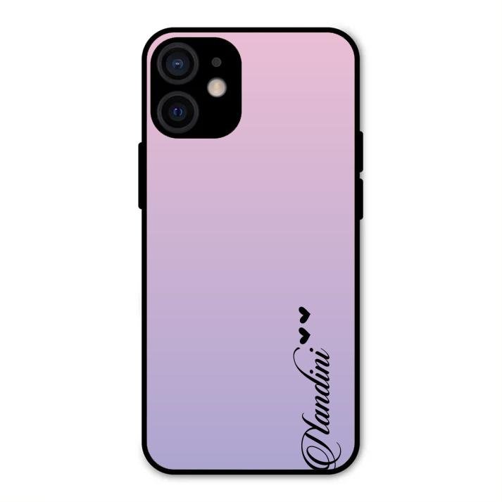 Customize Name Gradient Glass Case Cover Pink For iPhone 12 mini