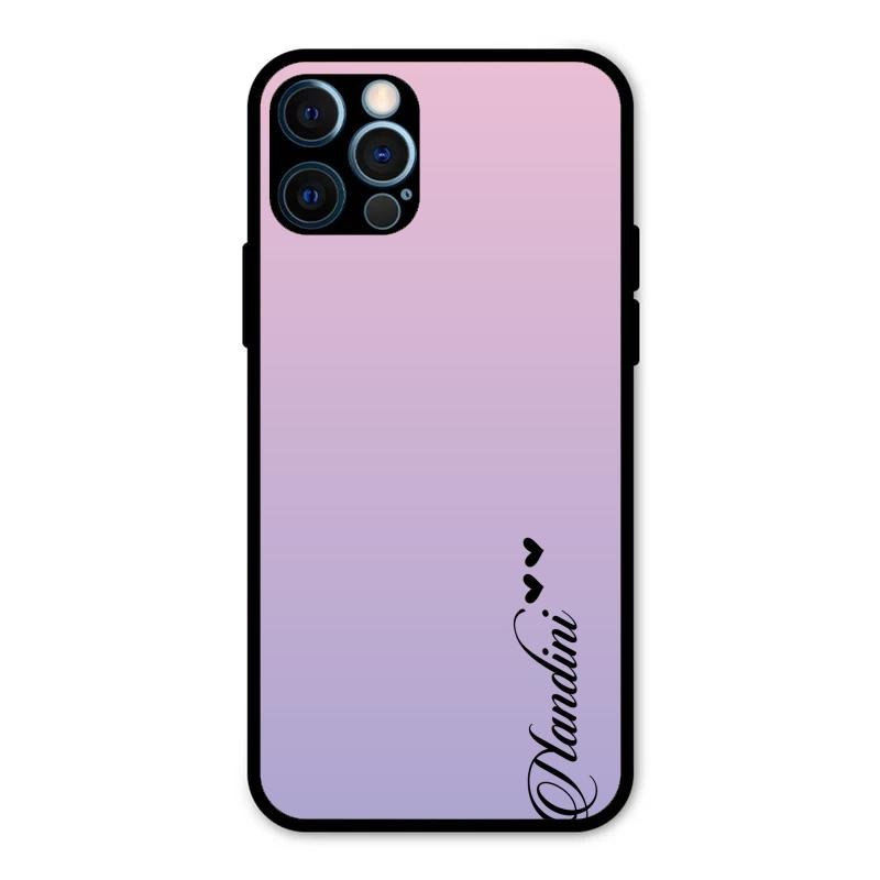 Customize Name Gradient Glass Case Cover Pink For iPhone 12 Pro Max