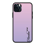 Customize Name Gradient Glass Case Cover Pink For iPhone 12 Pro