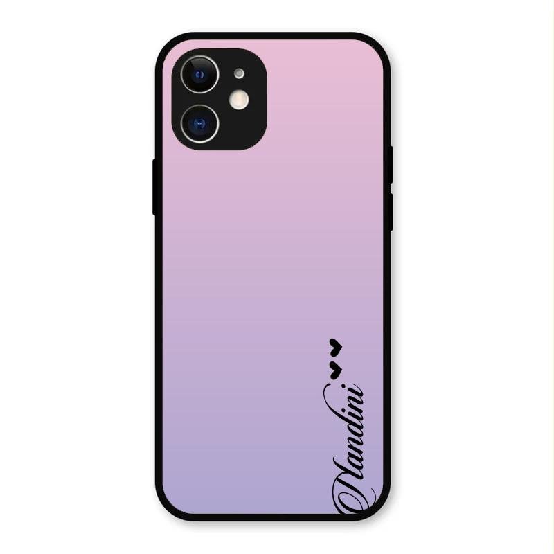 Customize Name Gradient Glass Case Cover Pink For iPhone 12