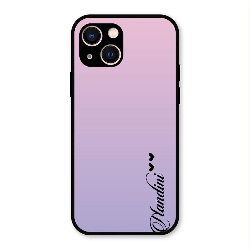 Customize Name Gradient Glass Case Cover Pink For iPhone 13