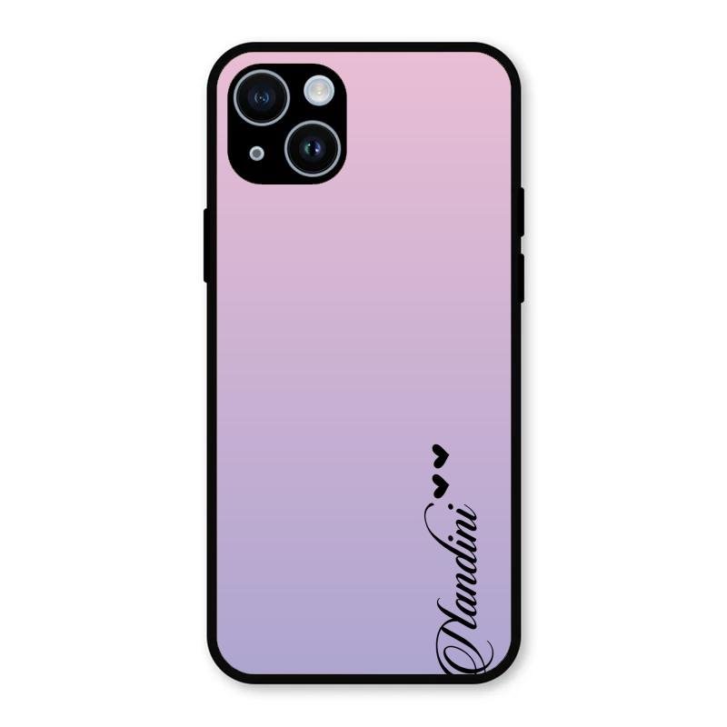 Customize Name Gradient Glass Case Cover Pink For iPhone 14 Plus