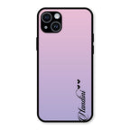 Customize Name Gradient Glass Case Cover Pink For iPhone 14
