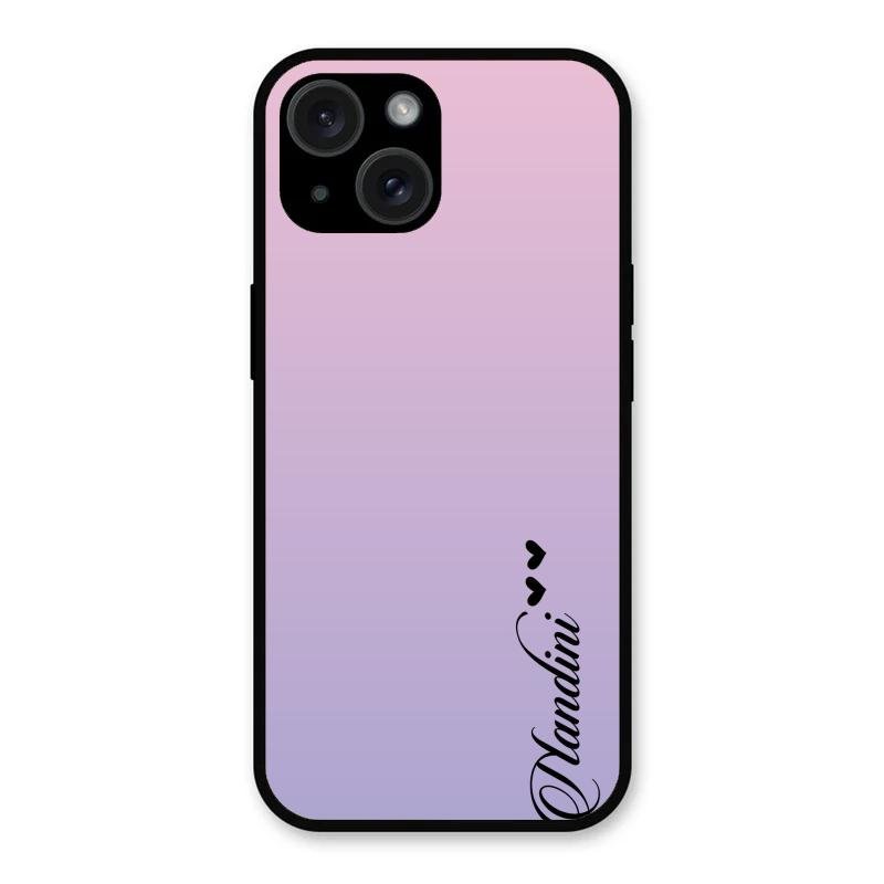 Customize Name Gradient Glass Case Cover Pink For iPhone 15 Plus