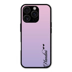 Customize Name Gradient Glass Case Cover Pink For iPhone 16 Pro