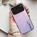 Customize Name Gradient Glass Case Cover Pink For iPhone 17 Pro Max