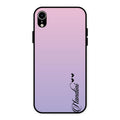 Customize Name Gradient Glass Case Cover Pink For iPhone XR