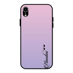 Customize Name Gradient Glass Case Cover Pink For iPhone XR