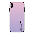 Customize Name Gradient Glass Case Cover Pink For iPhone XS Max