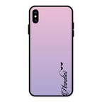 Customize Name Gradient Glass Case Cover Pink For iPhone XS Max