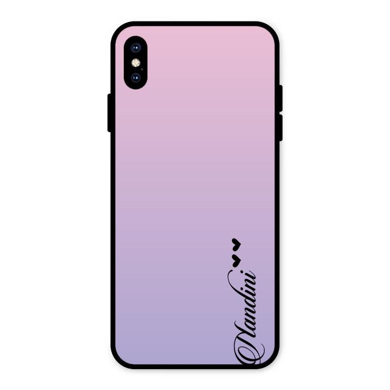 Customize Name Gradient Glass Case Cover Pink For iPhone XS Max