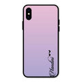 Customize Name Gradient Glass Case Cover Pink For iPhone XS