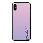 Customize Name Gradient Glass Case Cover Pink For iPhone XS