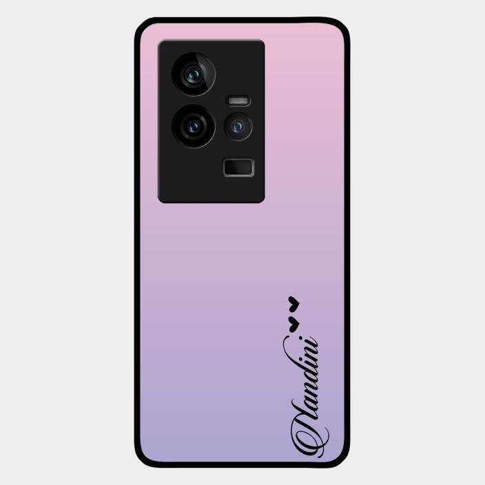 Customize Name Gradient Glass Case Cover Pink For Iqoo 11 5G