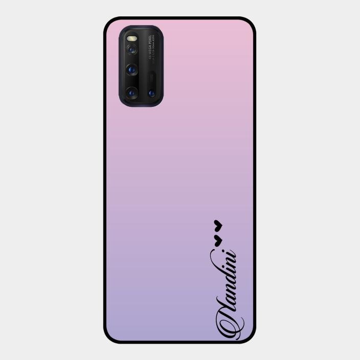 Customize Name Gradient Glass Case Cover Pink For Iqoo 3 5G