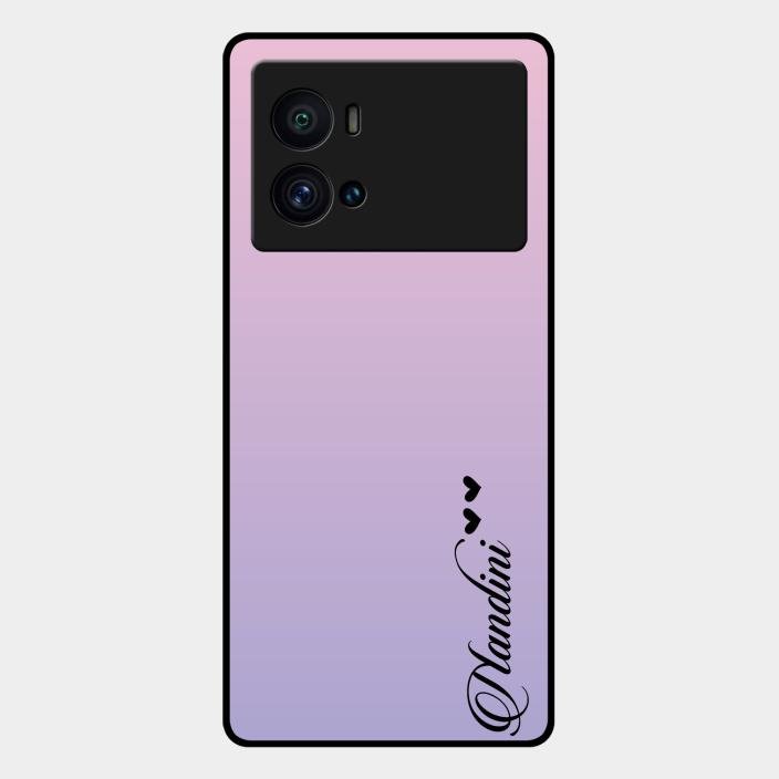 Customize Name Gradient Glass Case Cover Pink For Iqoo 9 Pro 5G