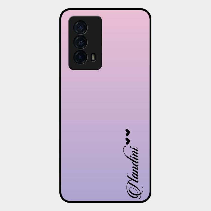 Customize Name Gradient Glass Case Cover Pink For Iqoo Z5 5G