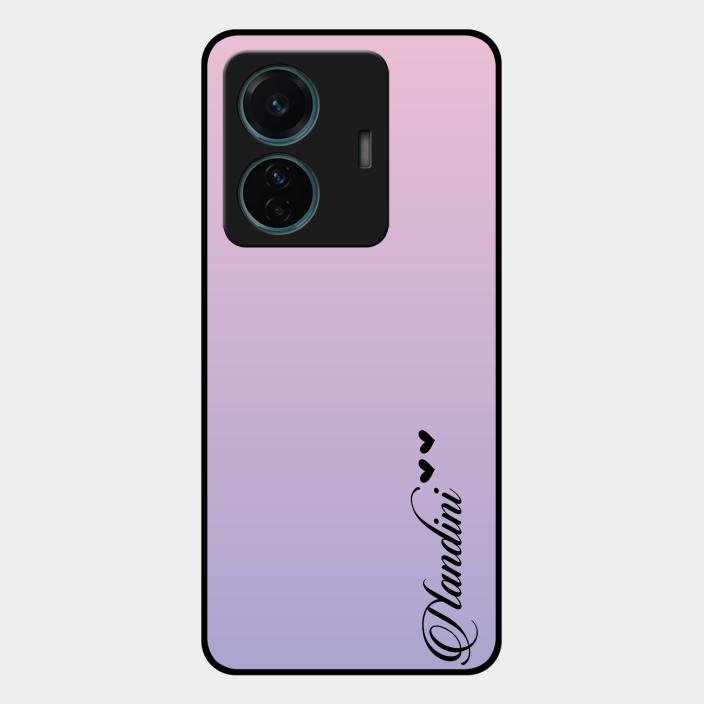 Customize Name Gradient Glass Case Cover Pink For Iqoo Z6 Pro 5G