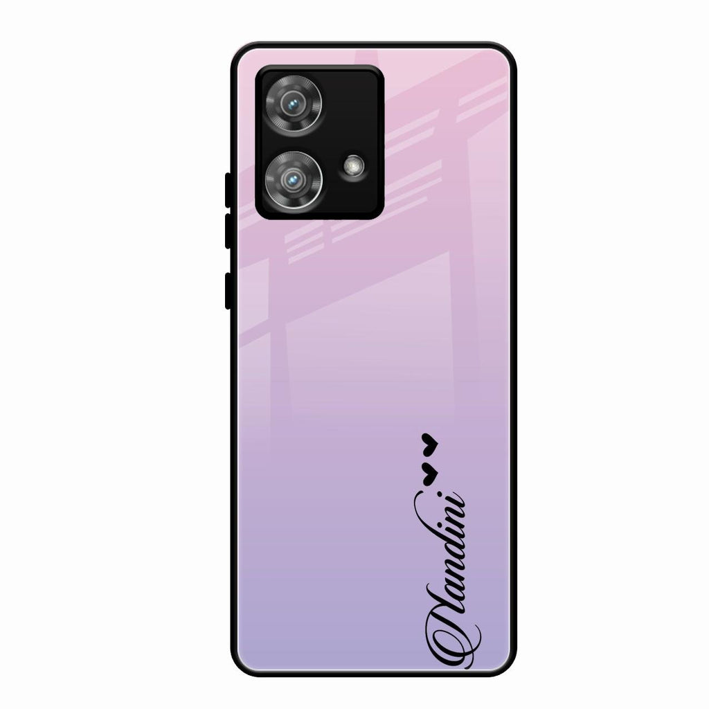 Customize Name Gradient Glass Case Cover Pink For Motorola Edge 40 5G