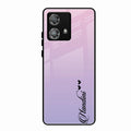 Customize Name Gradient Glass Case Cover Pink For Motorola Edge 40 5G