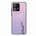 Customize Name Gradient Glass Case Cover Pink For Motorola Edge 40 5G