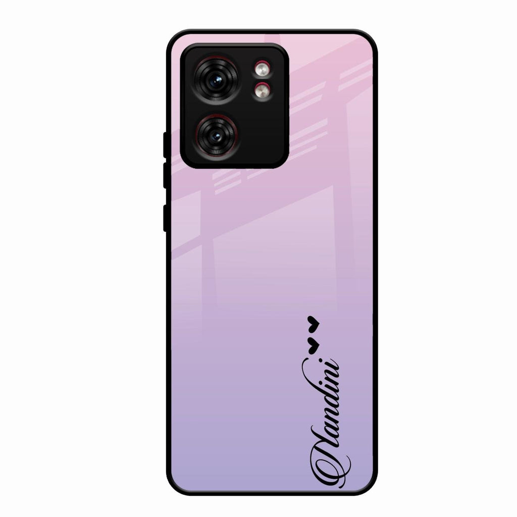 Customize Name Gradient Glass Case Cover Pink For Motorola Edge 40