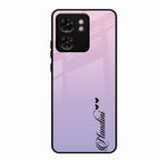 Customize Name Gradient Glass Case Cover Pink For Motorola Edge 40