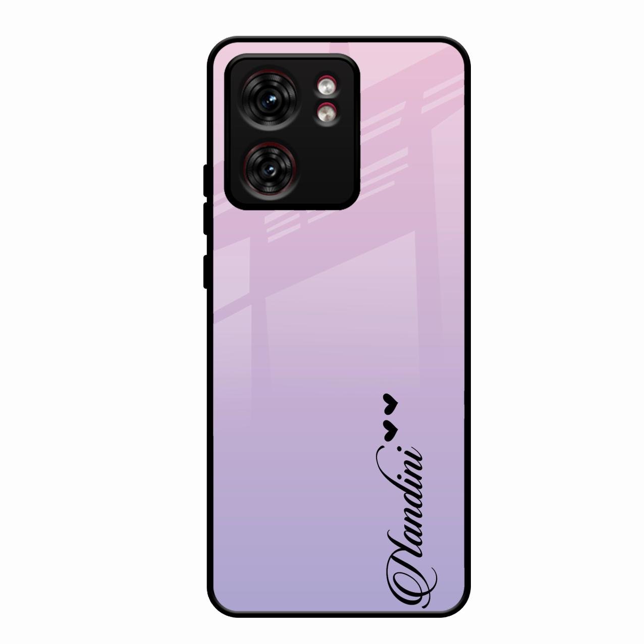 Customize Name Gradient Glass Case Cover Pink For Motorola Edge 40