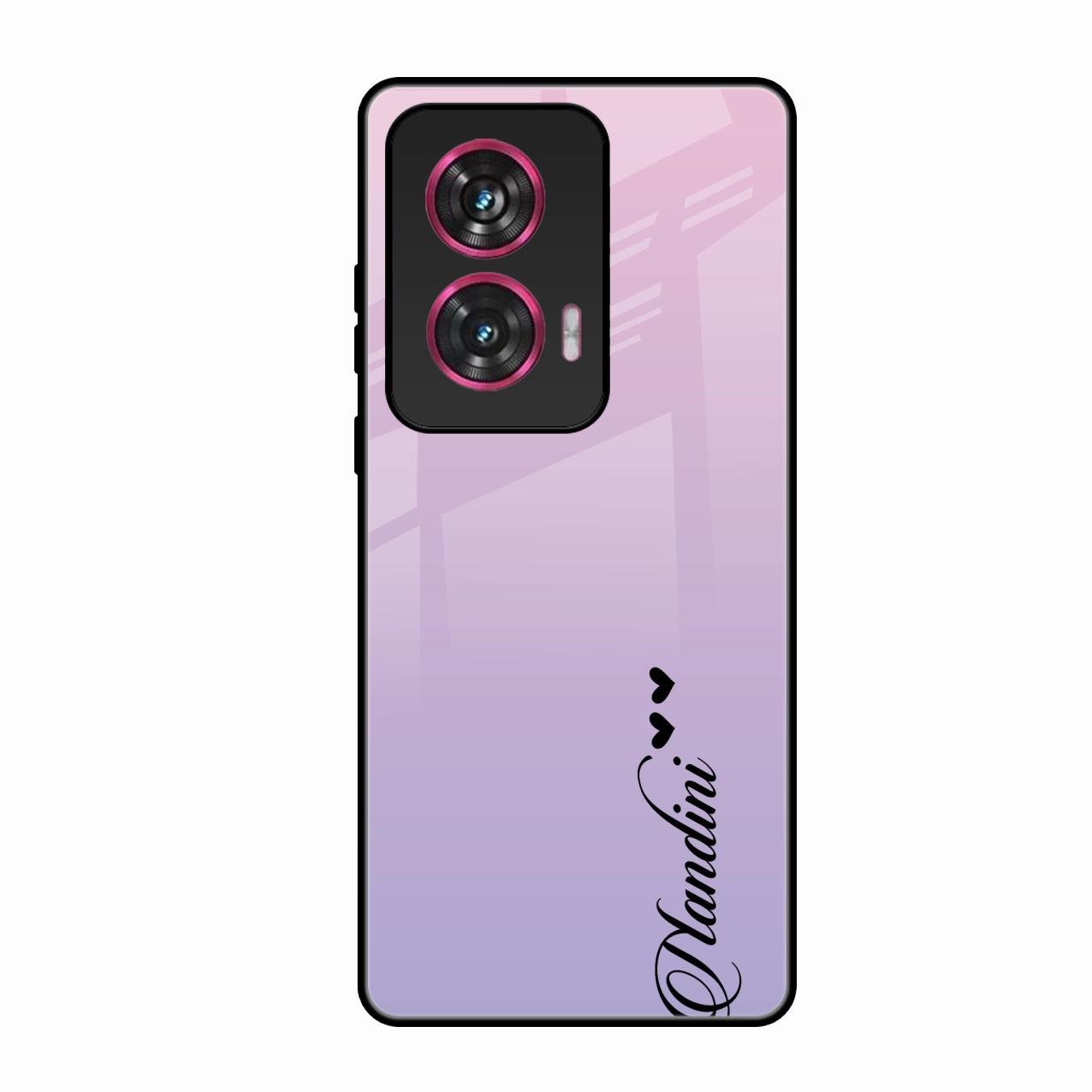 Customize Name Gradient Glass Case Cover Pink For Motorola Edge 50 Fusion 5G